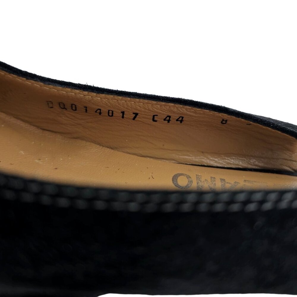 Vintage Salvatore Ferragamo Black Striped Suede Formal Slingback Kitten Heel 8AA - Picture 16 of 16
